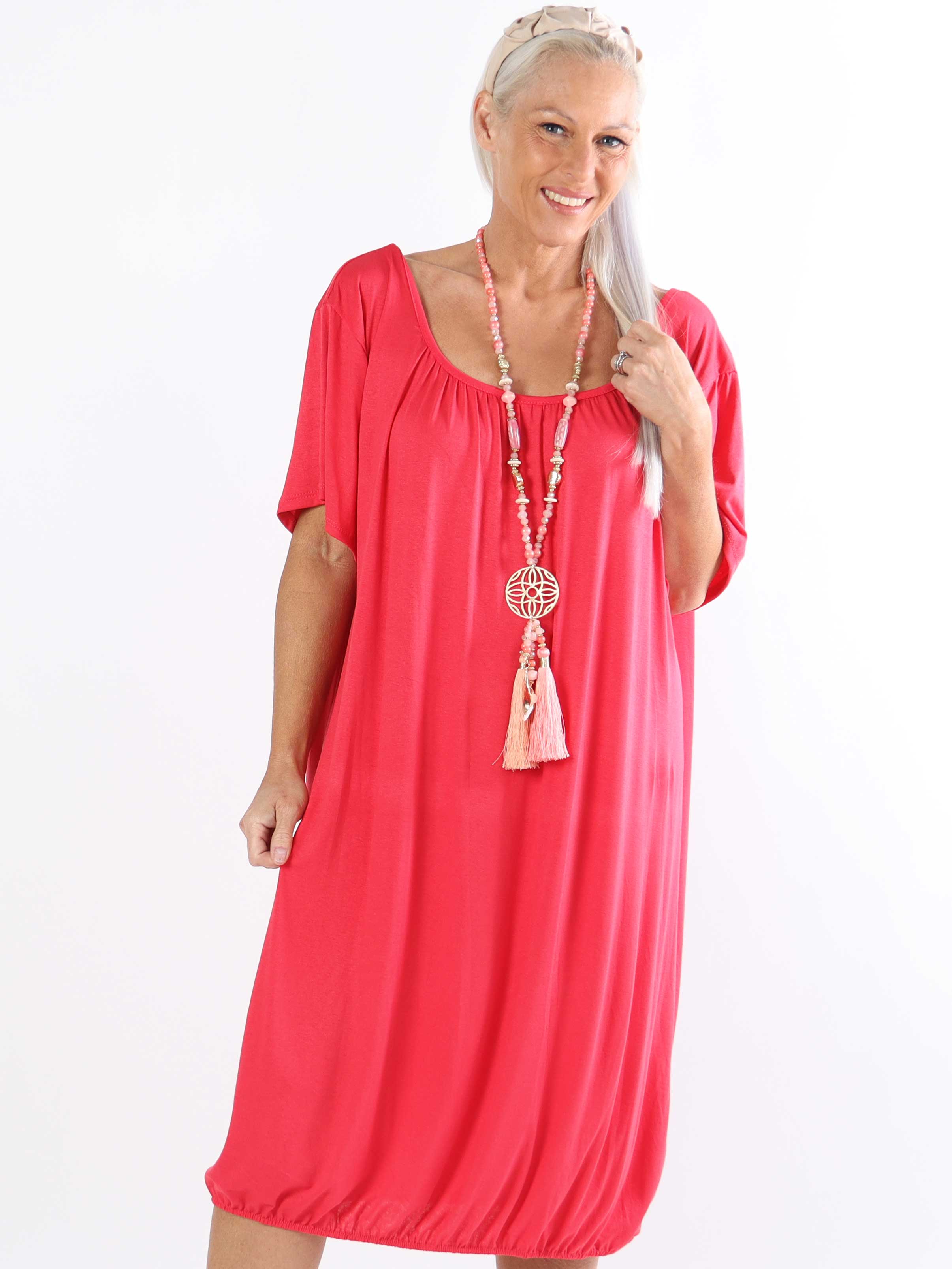 Miracle Dress - Basis plus size kjole i viskose med elastik forneden